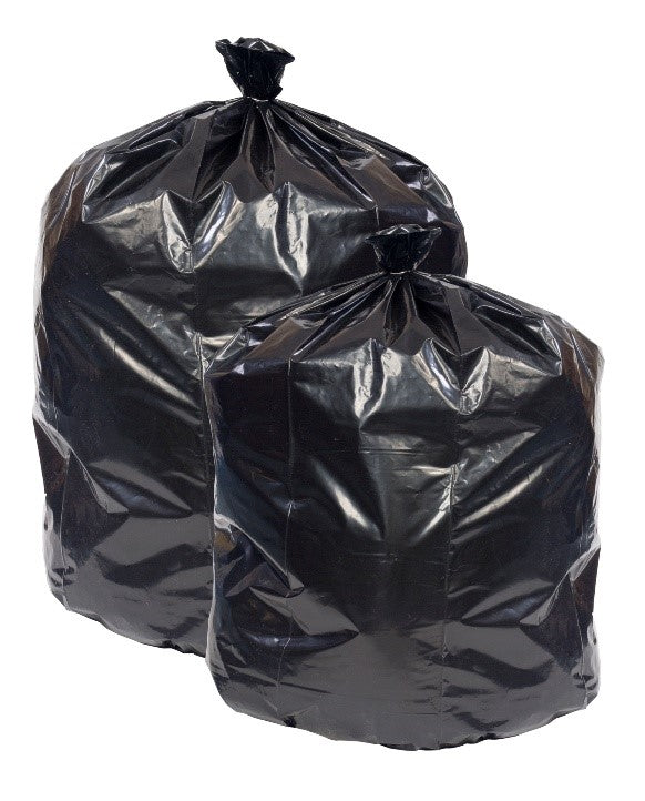 Xpress XPC385815 Black 38”x58” 1.5 Mil LD Can Liner, Star Closer Bottom, Coreless Rolls - 100 Bags Per Carton