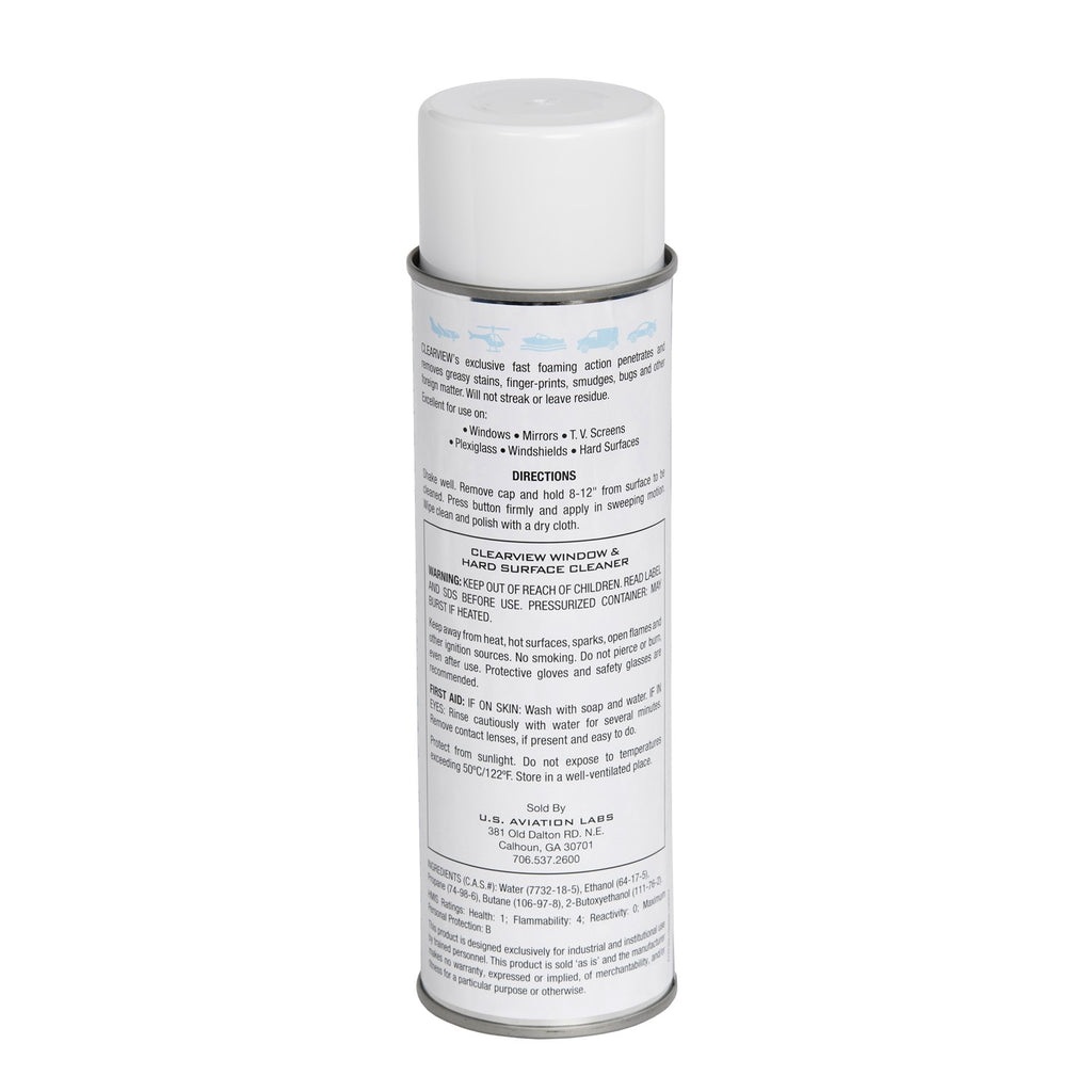 US Aviation Labs Clearview Airplane Windshield Cleaner and Hard Surface Cleaner 19 oz Can