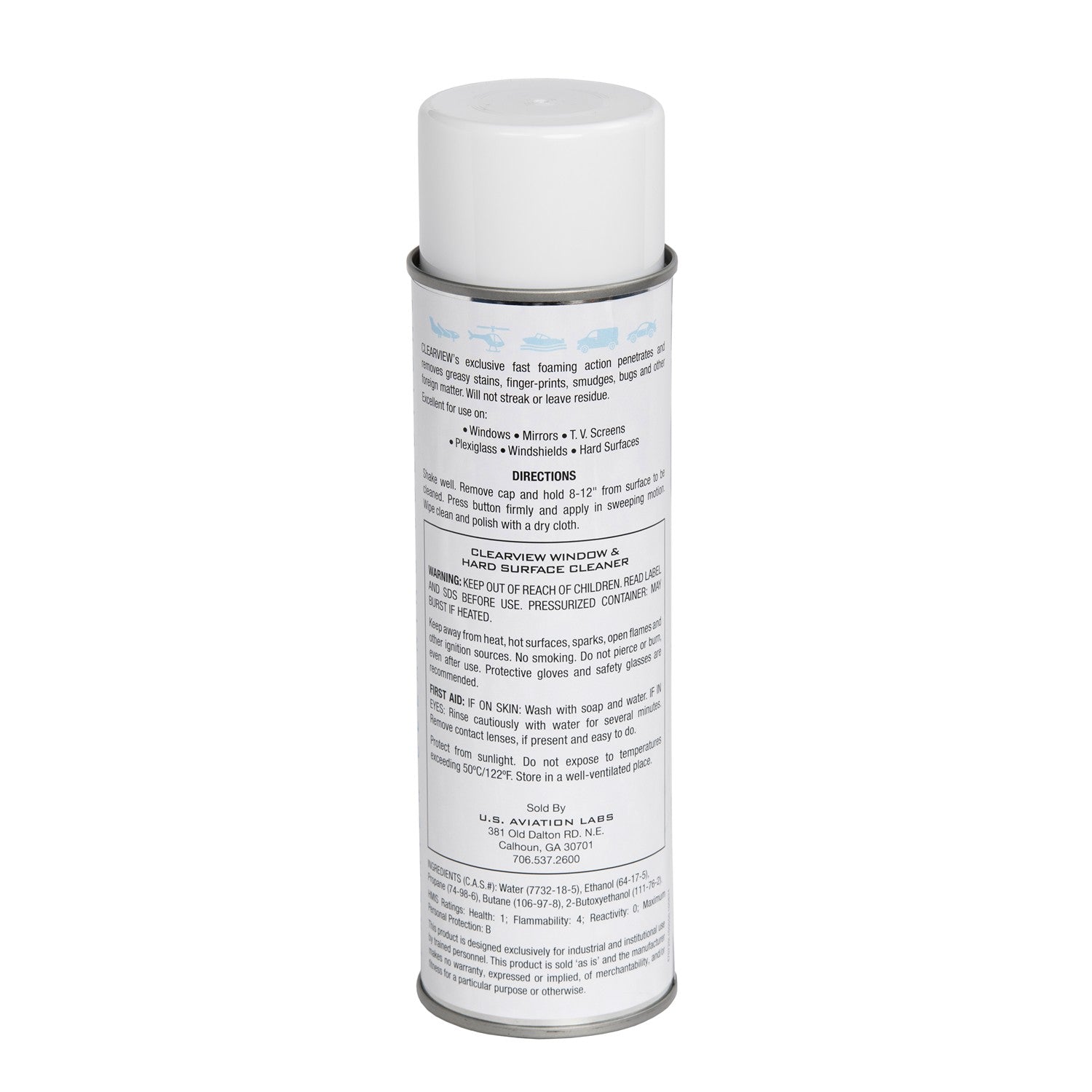 US Aviation Labs Clearview Airplane Windshield Cleaner and Hard Surface Cleaner 19 oz Can