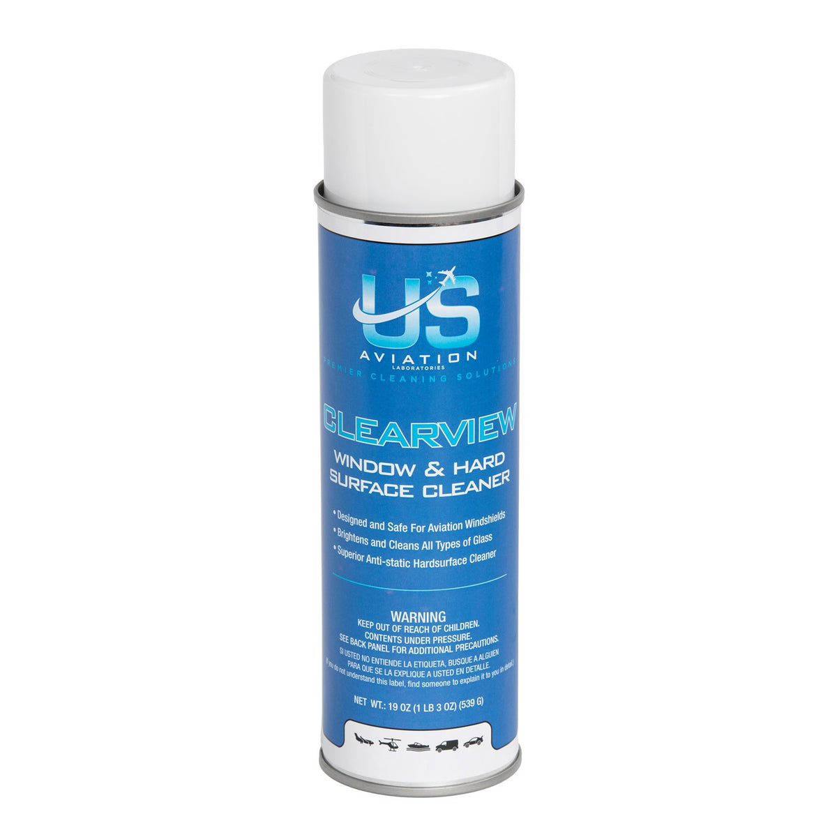 US Aviation Labs Clearview Airplane Windshield Cleaner and Hard Surface Cleaner 19 oz Can